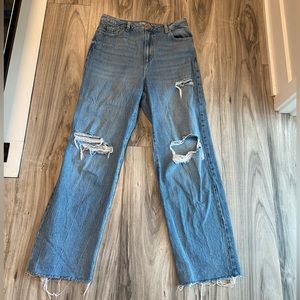 Garage wide leg distressed jeans